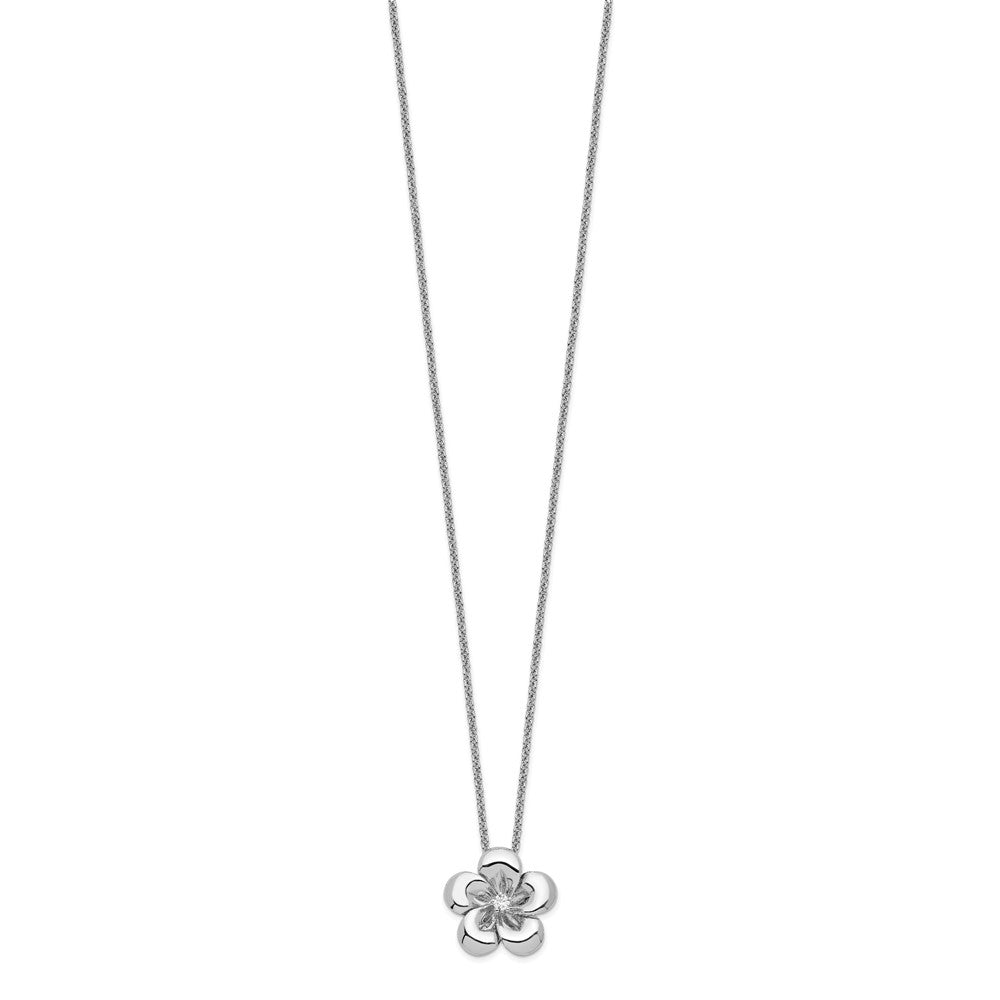 Sentimental Expressions Sterling Silver Rhodium-plated CZ Be A Blessing 14in. Necklace with 2in. ext QSX668