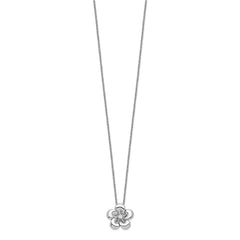 Sentimental Expressions Sterling Silver Rhodium-plated CZ Be A Blessing 14in. Necklace with 2in. ext QSX668
