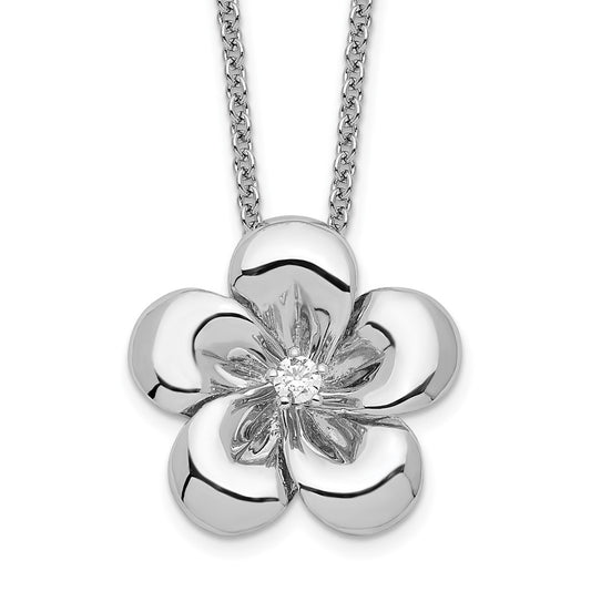 Sentimental Expressions Sterling Silver Rhodium-plated CZ Be A Blessing 14in. Necklace with 2in. ext QSX668