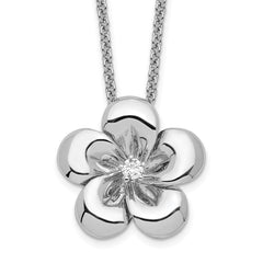 Sentimental Expressions Sterling Silver Rhodium-plated CZ Be A Blessing 14in. Necklace with 2in. ext QSX668