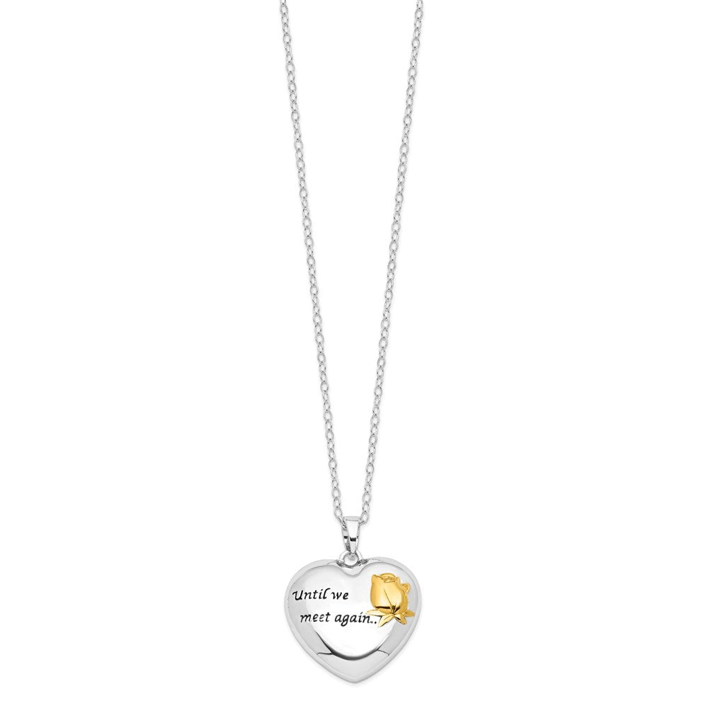 Sentimental Expressions Sterling Silver Rhodium-plated Antiqued Gold-tone Accent Until We Meet Again Heart Ash Holder 18 Inch Necklace QSX684