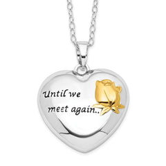 Sentimental Expressions Sterling Silver Rhodium-plated Antiqued Gold-tone Accent Until We Meet Again Heart Ash Holder 18 Inch Necklace QSX684