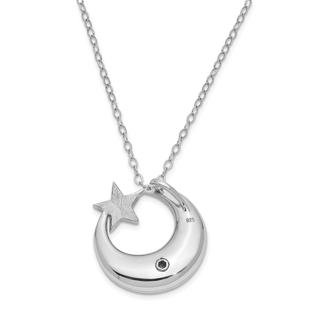 Sentimental Expressions Sterling Silver Rhodium Antiqued Just A Dream Away Moon with Gold-tone Accent Star Ash Holder 18 Inch Necklace QSX685