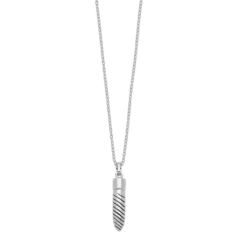 Sentimental Expressions Sterling Silver Rhodium-plated Antiqued Lined Bullet Ash Holder 18 Inch Necklace QSX695