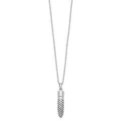 Sentimental Expressions Sterling Silver Rhodium-plated Antiqued Lined Bullet Ash Holder 18 Inch Necklace QSX695