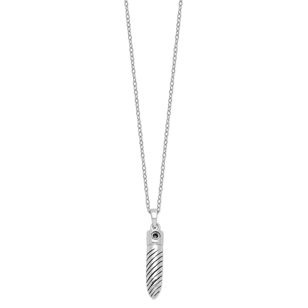 Sentimental Expressions Sterling Silver Rhodium-plated Antiqued Lined Bullet Ash Holder 18 Inch Necklace QSX695