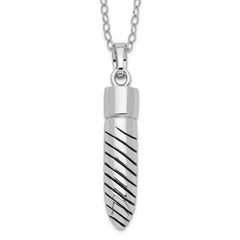 Sentimental Expressions Sterling Silver Rhodium-plated Antiqued Lined Bullet Ash Holder 18 Inch Necklace QSX695