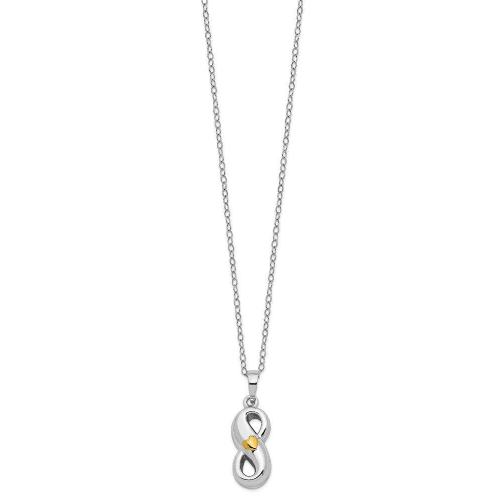 Sentimental Expressions Sterling Silver Rhodium-plated Gold-tone Heart Accent Infinite Love Ash Holder 18 Inch Necklace QSX696