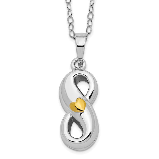 Sentimental Expressions Sterling Silver Rhodium-plated Gold-tone Heart Accent Infinite Love Ash Holder 18 Inch Necklace QSX696