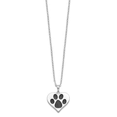 Sentimental Expressions Sterling Silver Rhodium-plated Antiqued Black Paw In Heart Ash Holder 18 Inch Necklace QSX697