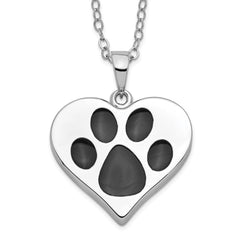 Sentimental Expressions Sterling Silver Rhodium-plated Antiqued Black Paw In Heart Ash Holder 18 Inch Necklace QSX697