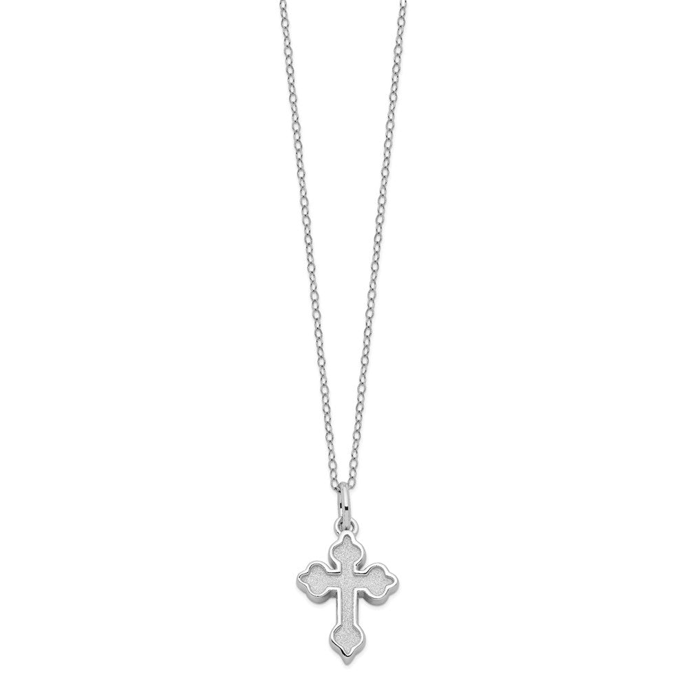 Sentimental Expressions Sterling Silver Rhodium-plated Matted Cross Ash Holder 18 Inch Necklace QSX700