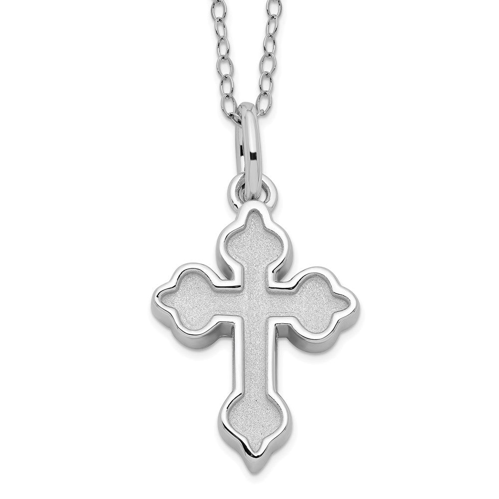 Sentimental Expressions Sterling Silver Rhodium-plated Matted Cross Ash Holder 18 Inch Necklace QSX700