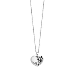 Sentimental Expressions Sterling Silver Rhodium-plated Antiqued One More Day Heart Shape with Butterfly Ash Holder 18 Inch Necklace QSX703