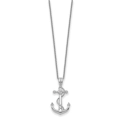 Sentimental Expressions Sterling Silver Rhodium-plated CZ My Mother My Anchor 18in Necklace QSX715