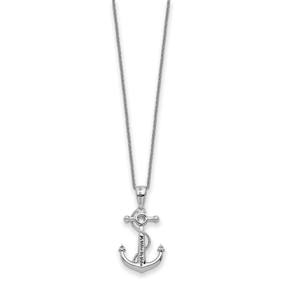 Sentimental Expressions Sterling Silver Rhodium-plated CZ My Mother My Anchor 18in Necklace QSX715