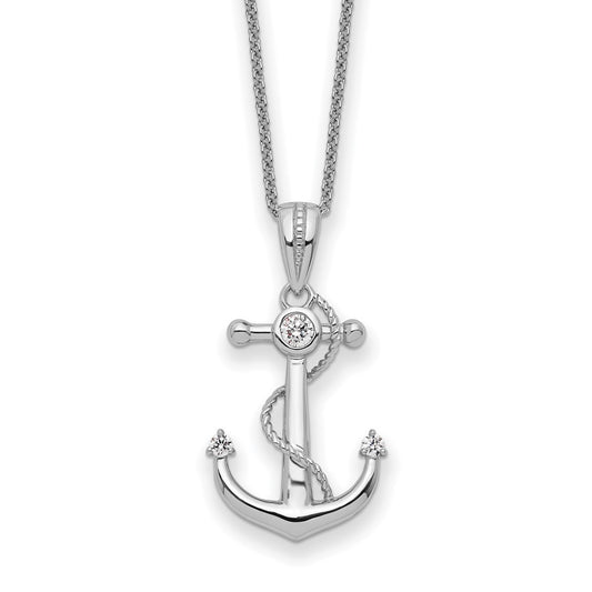 Sentimental Expressions Sterling Silver Rhodium-plated CZ My Mother My Anchor 18in Necklace QSX715