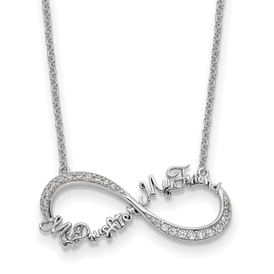 Sentimental Expressions Sterling Silver Rhodium-plated CZ My Daughter My Friend 18in Necklace QSX717