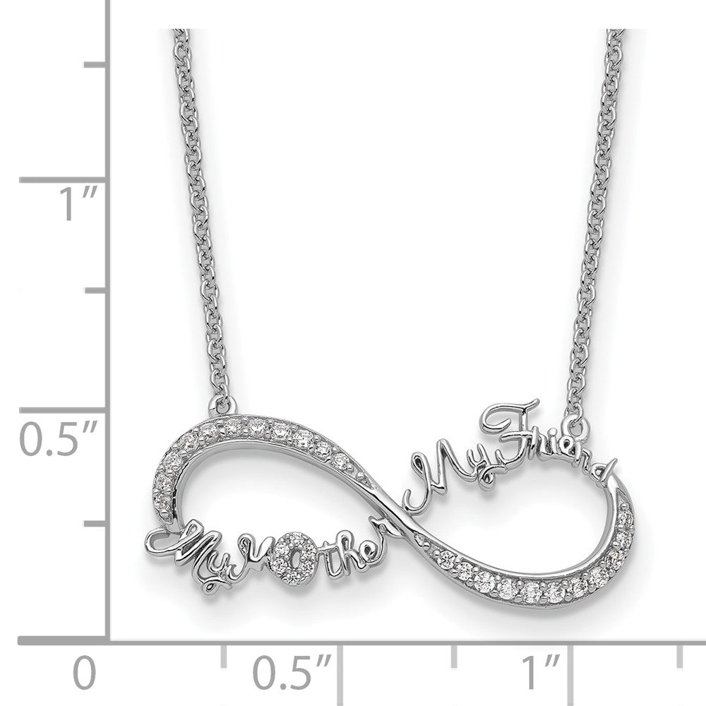 Sentimental Expressions Sterling Silver Rhodium-plated CZ My Mother My Friend 18in Necklace QSX718