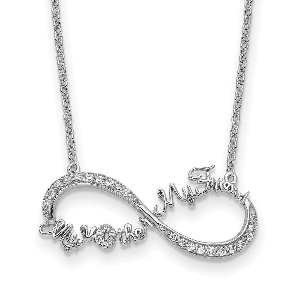 Sentimental Expressions Sterling Silver Rhodium-plated CZ My Mother My Friend 18in Necklace QSX718