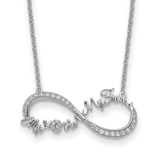 Sentimental Expressions Sterling Silver Rhodium-plated CZ My Mother My Friend 18in Necklace QSX718