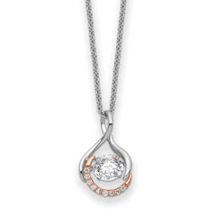 Sentimental Expressions Sterling Silver Rose-tone SS and Rose-Tone Vibrant CZ Warm Embrace 18in Necklace QSX731