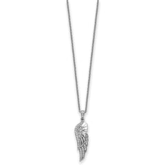 Sentimental Expressions Sterling Silver Rhodium-plated CZ Heaven Sent Wing 22in Necklace QSX753