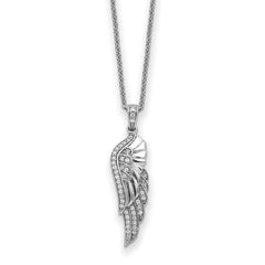 Sentimental Expressions Sterling Silver Rhodium-plated CZ Heaven Sent Wing 22in Necklace QSX753