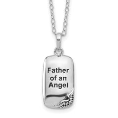Sentimental Expressions Sterling Silver Rhodium-plated Antiqued Father of an Angel Ash Holder 18 Inch Necklace QSX770