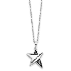 Sentimental Expressions Sterling Silver Rhodium-plated Antiqued Meet Me In The Stars 18 Inch Ash Holder Necklace QSX772