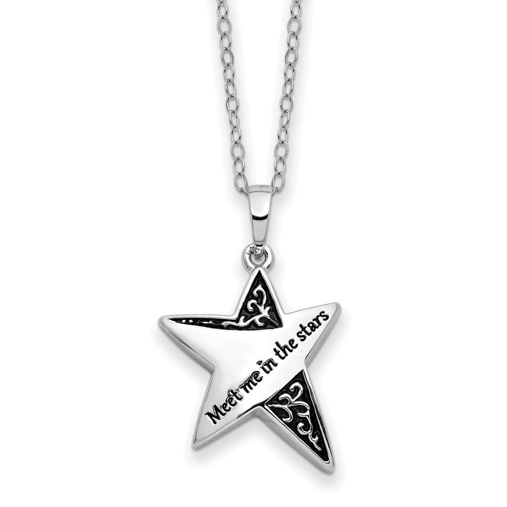 Sentimental Expressions Sterling Silver Rhodium-plated Antiqued Meet Me In The Stars 18 Inch Ash Holder Necklace QSX772