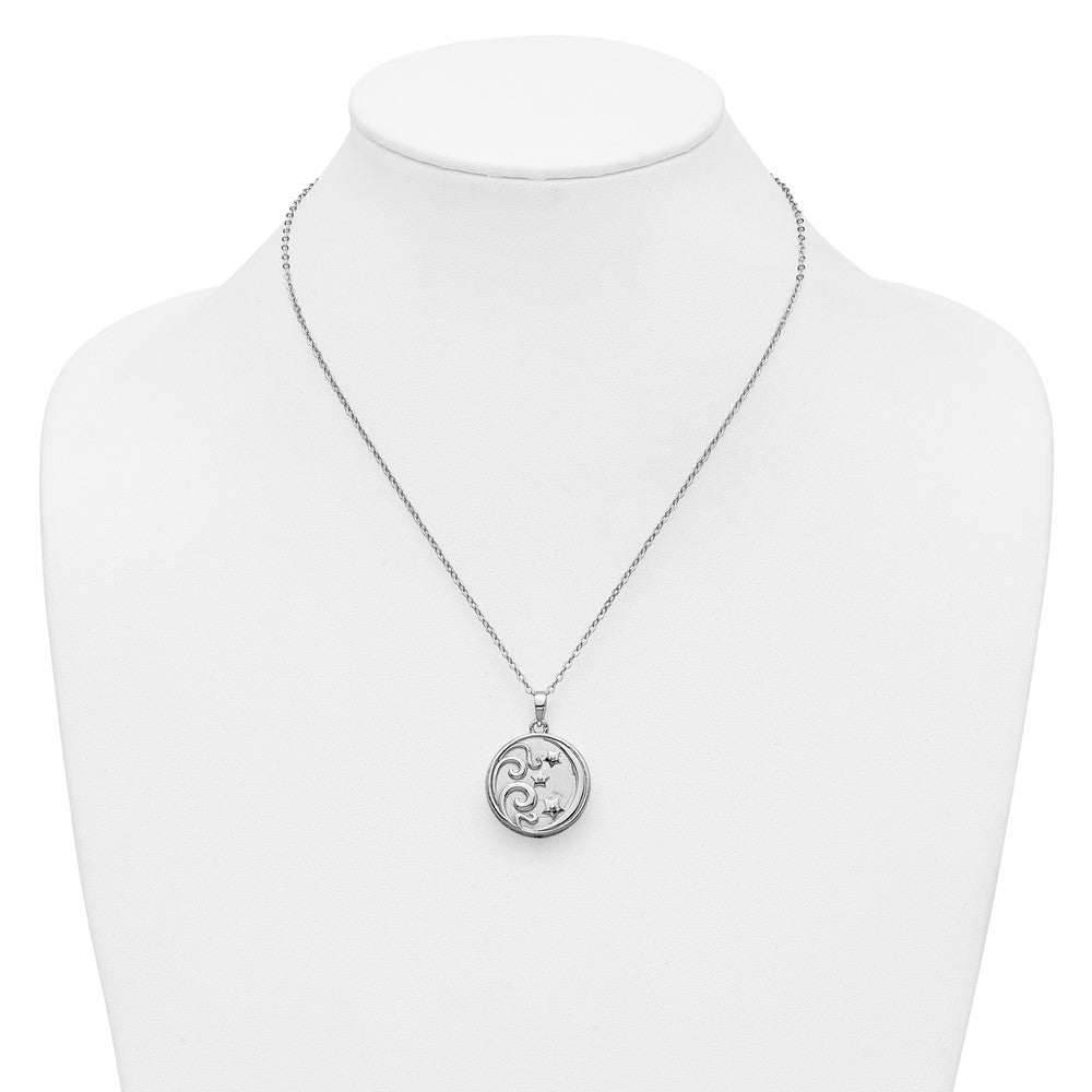 Sentimental Expressions Sterling Silver Rhodium-plated Antiqued Goodnight Ash Holder 18 Inch Necklace QSX775