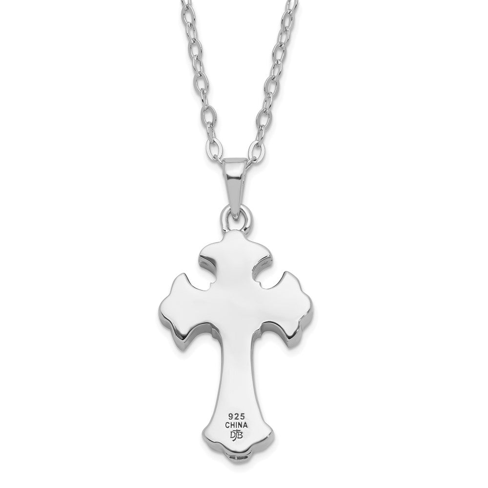 Sentimental Expressions Sterling Silver Rhodium-plated CZ Eternal Home Cross Ash Holder 18 Inch Necklace QSX776