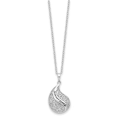 Sentimental Expressions Sterling Silver Rhodium-plated Antiqued Forever Loved Ash Holder 18 Inch Necklace QSX777