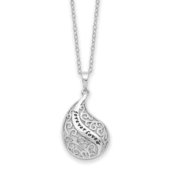 Sentimental Expressions Sterling Silver Rhodium-plated Antiqued Forever Loved Ash Holder 18 Inch Necklace QSX777