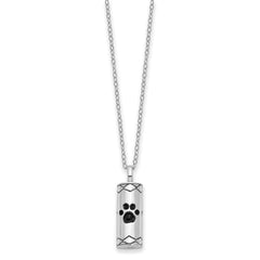 Sentimental Expressions Sterling Silver Rhodium-plated Antiqued Cylinder with Paws Ash Holder 18 Inch Necklace QSX780