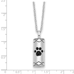 Sentimental Expressions Sterling Silver Rhodium-plated Antiqued Cylinder with Paws Ash Holder 18 Inch Necklace QSX780