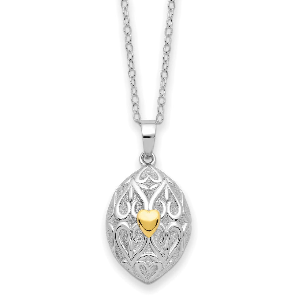 Sentimental Expressions Sterling Silver Rhodium-plated Gold-tone Heart in Egg Shaped Ash Holder 18 Inch Necklace QSX781