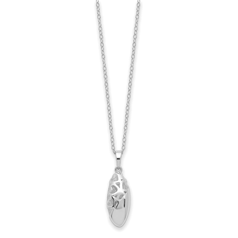 Sentimental Expressions Sterling Silver Rhodium-plated Scrolled Hearts Ash Holder 18 Inch Necklace QSX782