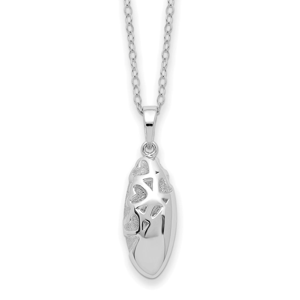 Sentimental Expressions Sterling Silver Rhodium-plated Scrolled Hearts Ash Holder 18 Inch Necklace QSX782