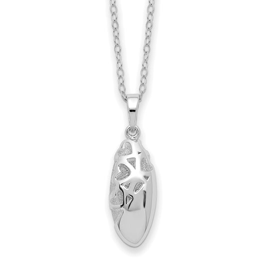 Sentimental Expressions Sterling Silver Rhodium-plated Scrolled Hearts Ash Holder 18 Inch Necklace QSX782