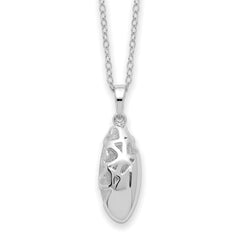 Sentimental Expressions Sterling Silver Rhodium-plated Scrolled Hearts Ash Holder 18 Inch Necklace QSX782