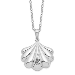 Sentimental Expressions Sterling Silver Rhodium-plated Shell Ash Holder 18 Inch Necklace QSX784