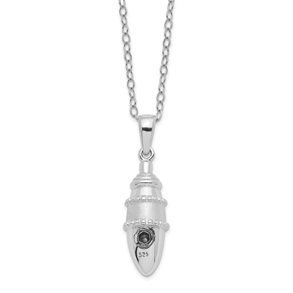 Sentimental Expressions Sterling Silver Rhodium-plated Beaded Bulb Shaped Ash Holder 18 Inch Necklace QSX785