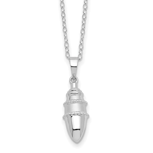 Sentimental Expressions Sterling Silver Rhodium-plated Beaded Bulb Shaped Ash Holder 18 Inch Necklace QSX785