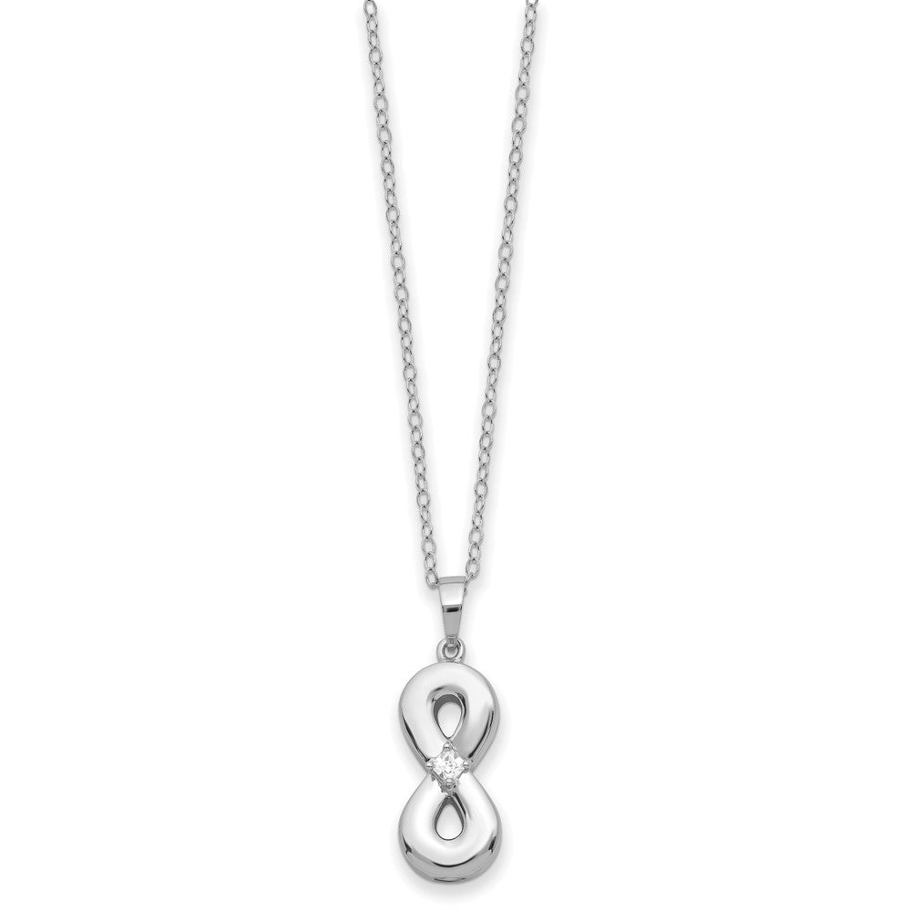 Sentimental Expressions Sterling Silver Rhodium-plated CZ Infinity Ash Holder 18 Inch Necklace QSX786