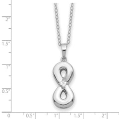 Sentimental Expressions Sterling Silver Rhodium-plated CZ Infinity Ash Holder 18 Inch Necklace QSX786