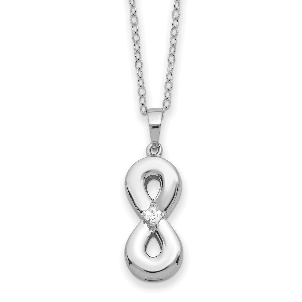 Sentimental Expressions Sterling Silver Rhodium-plated CZ Infinity Ash Holder 18 Inch Necklace QSX786