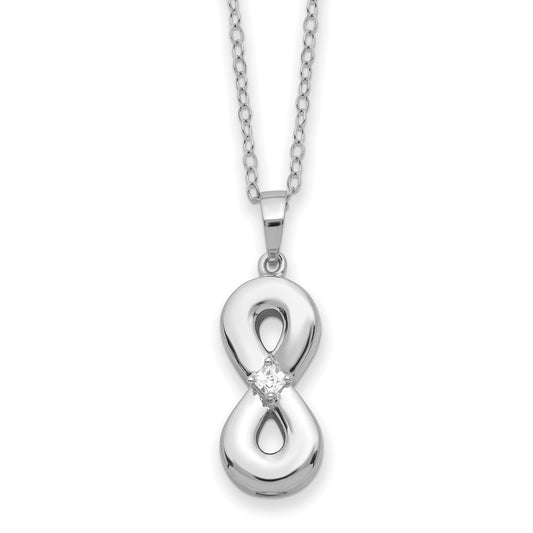 Sentimental Expressions Sterling Silver Rhodium-plated CZ Infinity Ash Holder 18 Inch Necklace QSX786