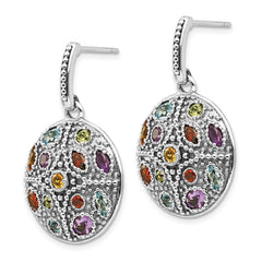 QTC1017 Shey Couture Sterling Silver with 14K Accent Antiqued .55Amethyst/.28Citrine/.65Blue Topaz.37Peridot/.52Garnet Post Dangle Earrings